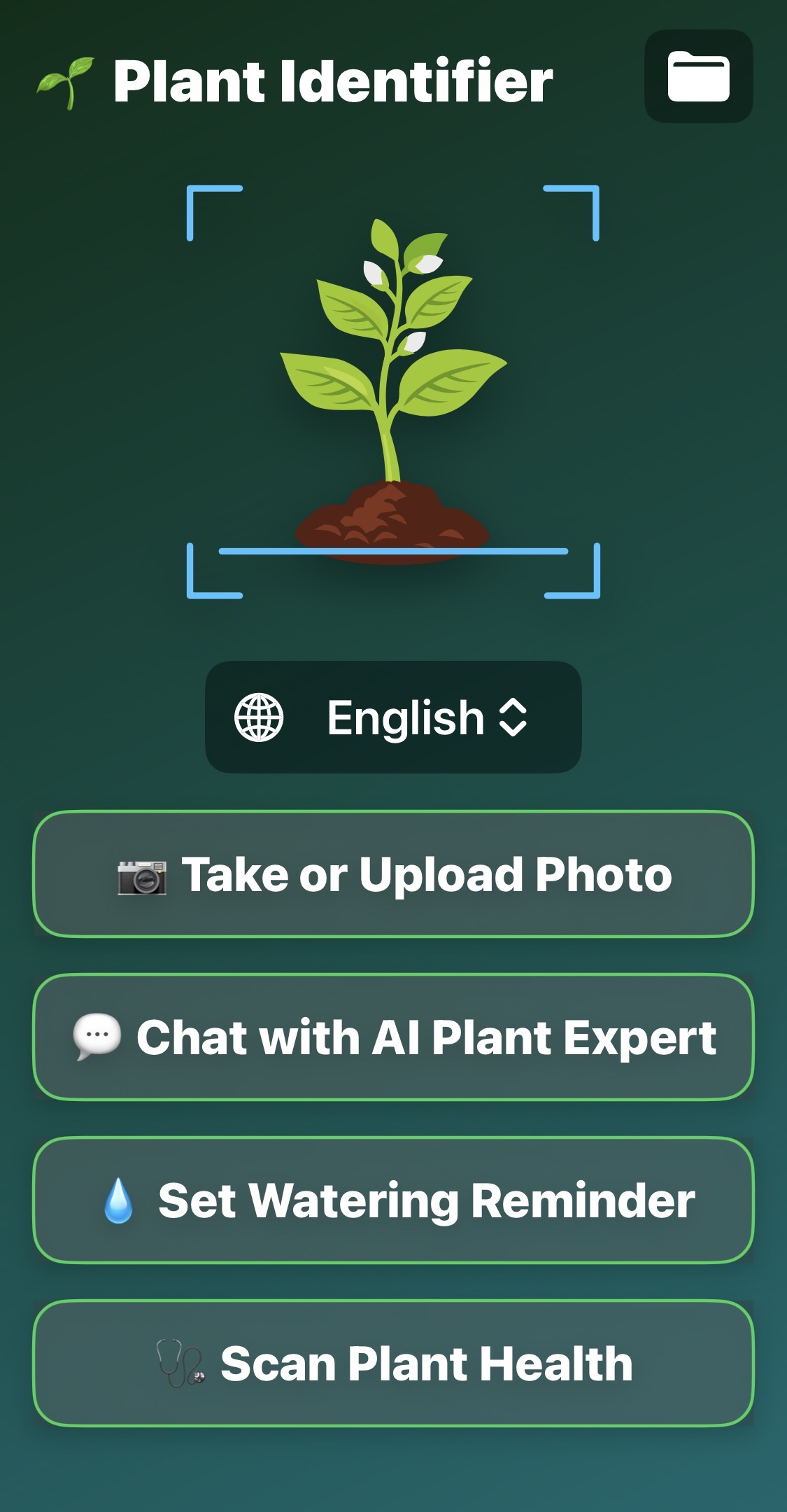 PlantIDAI home screen on iPhone